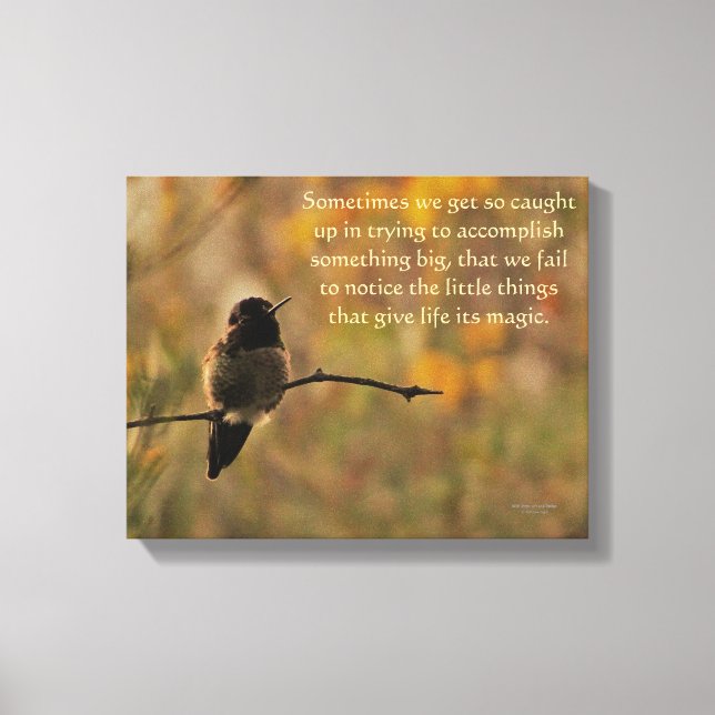 Impressão Em Tela Hummingbird Nas Cores Amarelas Quentes De Ramifica (Frente)