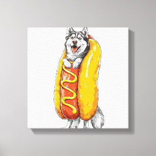 Impressão Em Tela Husky Cachorro-Quente � Fantasia de Comida Engraça
