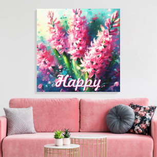 Impressão Em Tela Hyacintos Rosa Hyacinth Floral Personalizado