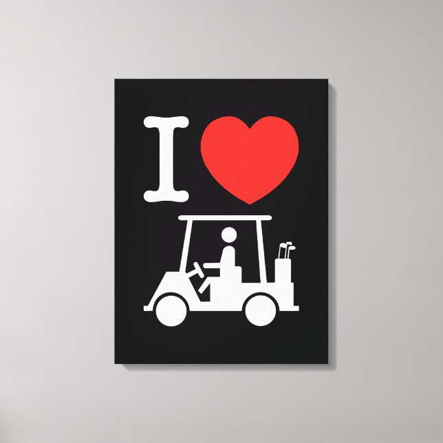 Impressão Em Tela I Heart (Love) Golf Cart (Frente)