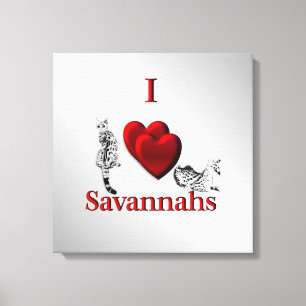 Impressão Em Tela I Heart Savannah Cat Silver