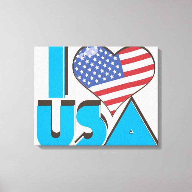 Impressão Em Tela I Love USA Retro 80s (Frente)