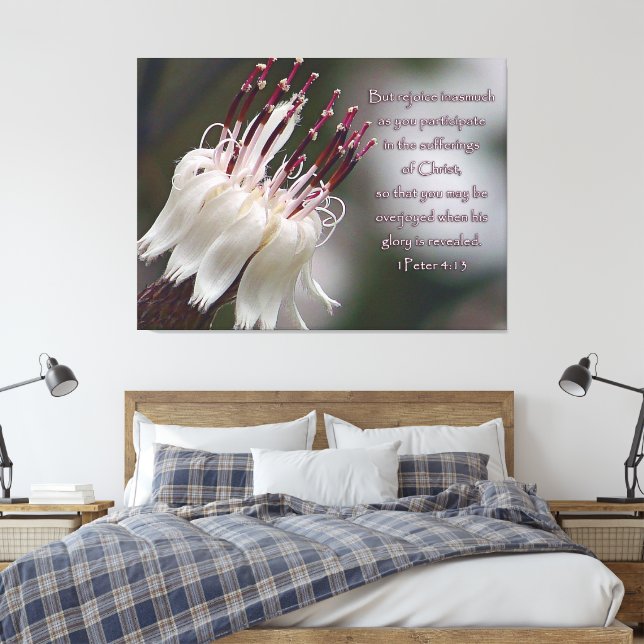 Impressão Em Tela I Peter 4:13 Inspirational Floral (Insitu(Quarto))