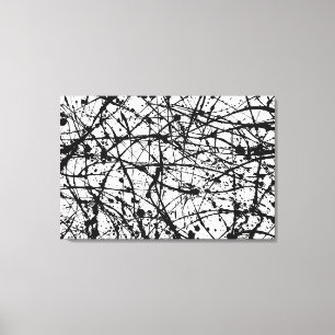 Impressão Em Tela I PRETO E BRANCO - Pintura de ação - Abstrato -