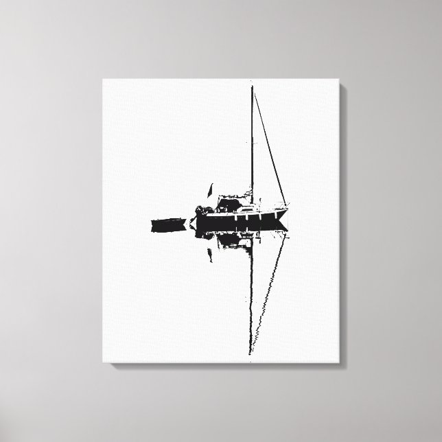 Impressão Em Tela Iate à vela com reflexo num mar calmo (Frente)