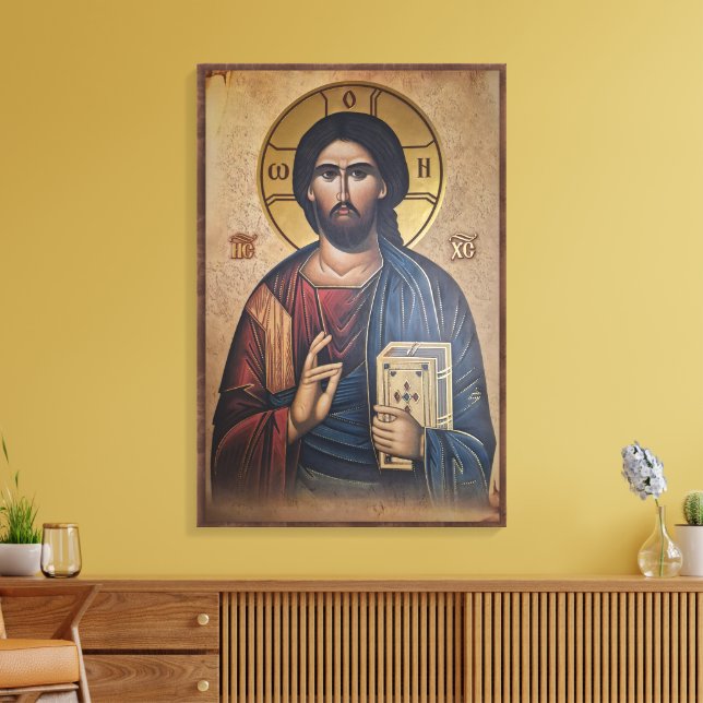 Impressão Em Tela Ícone de Jesus Cristo (Insitu(Sala de estar))