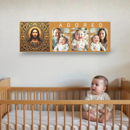 Impressão Em Tela Ícone Sagrado Dourado - Foto de Bebê ADORADO