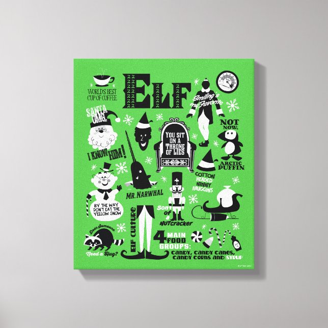 Impressão Em Tela Ícones do Elf e citações de filmes (Frente)