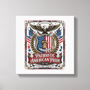 Impressão Em Tela Ícones e Símbolos da Liberdade do Escudo Patriótic