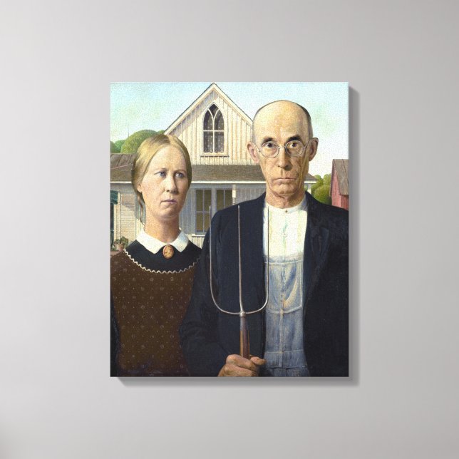 Impressão Em Tela Iconic Grant Wood American Gothic (Frente)