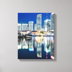 Impressão Em Tela Ideia da skyline com reflexão na água, Miami