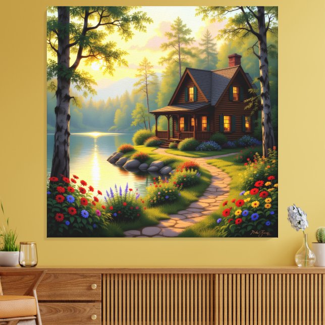 Impressão Em Tela Idyllisches Haus am See im Wald  (Insitu(Sala de estar))