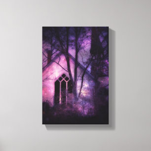Impressão Em Tela Igreja abandonada velha, fulgor roxo