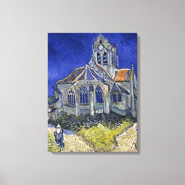 Impressão Em Tela Igreja em Auvers por pintura de Van Gogh (Frente)