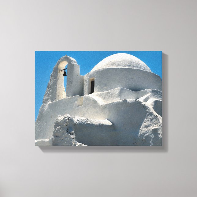 Impressão Em Tela Igreja Whitewash, Mykonos, Grécia (Frente)