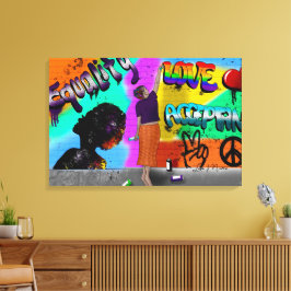 Impressão Em Tela Igualdade, Amor e Aceitação Arte Desenhada à Mão