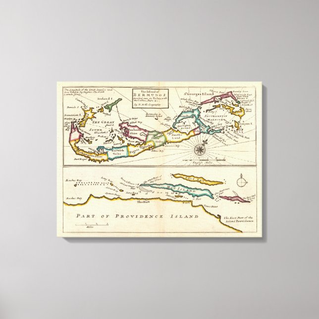 Impressão Em Tela Ilha das Bermudas, Parte de Providence Island (Frente)