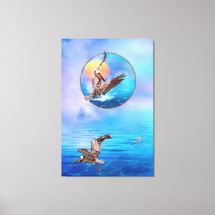 Impressão Em Tela ILHA DE PELICAN DE BEIJAS DE SUN castanho