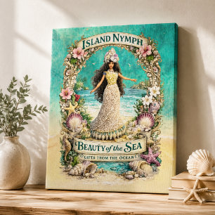 Impressão Em Tela Ilha Ninfa Arte Fantasia Espiritual Tropical Ocean