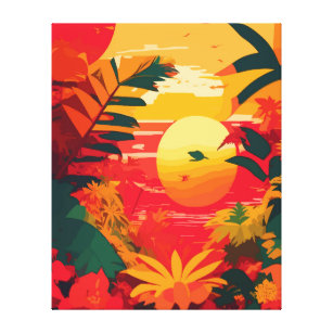 Impressão Em Tela Ilha Tropical Reggae Sunset