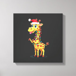 Impressão Em Tela Iluminação de Natal Girafa Piada Papai Noel Girafa