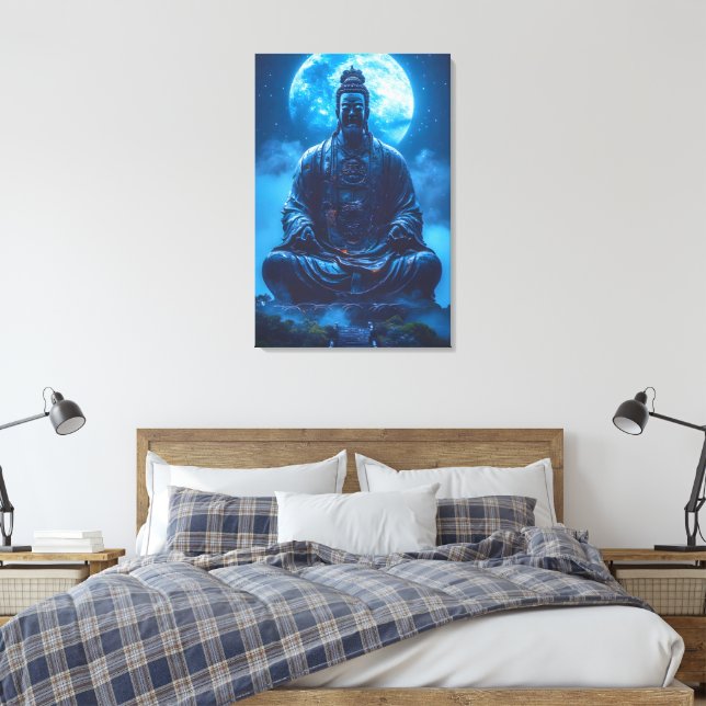 Impressão Em Tela Iluminação em Azul (Insitu(Quarto))