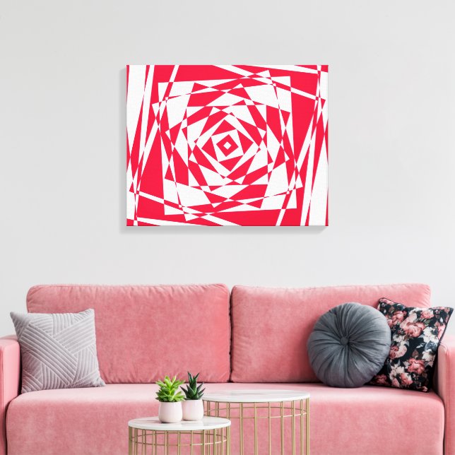 Impressão Em Tela Ilusões de abstrato vermelho-branco (Insitu(Sala de estar))