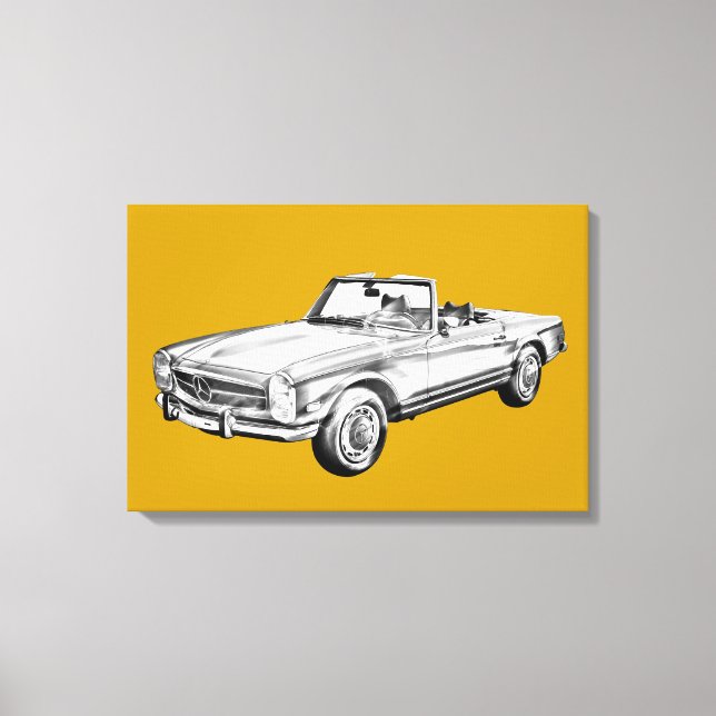 Impressão Em Tela Ilustração conversível Mercedes Benz 280 SL (Frente)