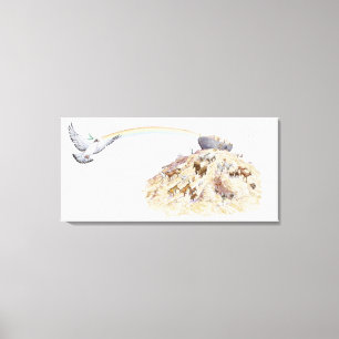 Impressão Em Tela Ilustração da arca de Noah com sair dos animais