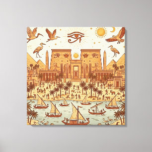Impressão Em Tela Ilustração da Cidade Boho Antigo Egito-Terracota