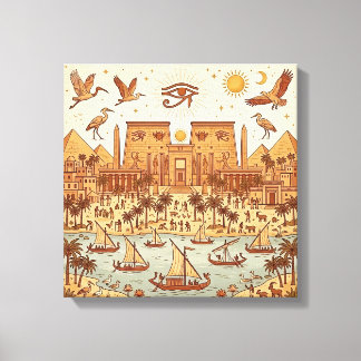 Impressão Em Tela Ilustração da Cidade Boho Antigo Egito-Terracota