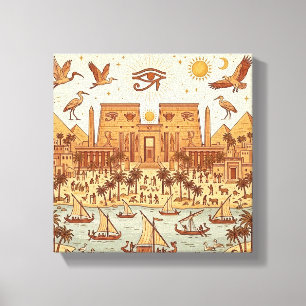 Impressão Em Tela Ilustração da Cidade Boho Antigo Egito-Terracota