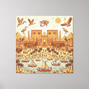 Impressão Em Tela Ilustração da Cidade Boho Antigo Egito-Terracota