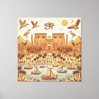 Impressão Em Tela Ilustração da Cidade Boho Antigo Egito-Terracota