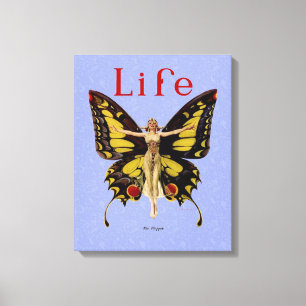 Impressão Em Tela Ilustração da Mulher Voadora Flapper Butterfly