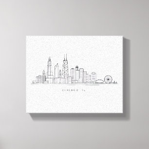 Impressão Em Tela Ilustração da paisagem urbana de Chicago IL