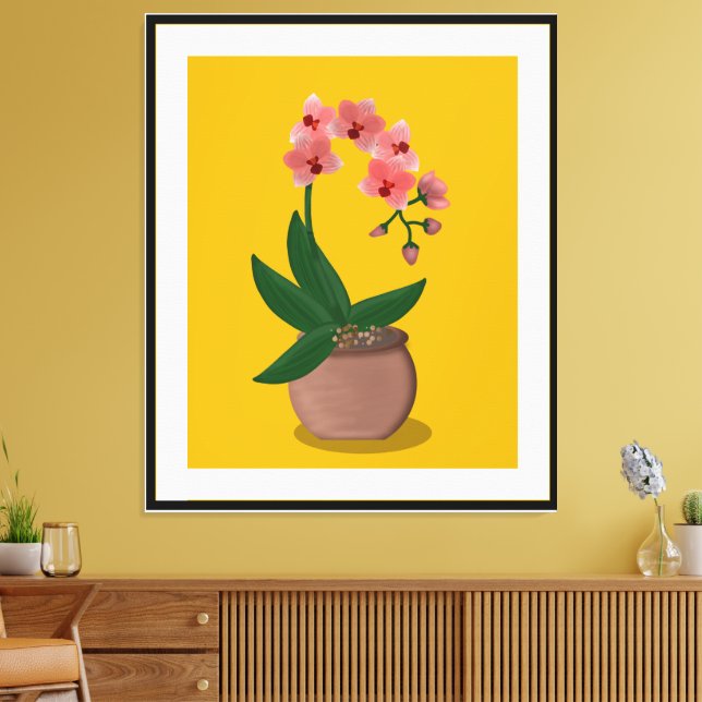 Impressão Em Tela Ilustração das Orquídeas Modernas do Século médio (Insitu(Sala de estar))