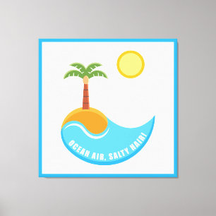 Impressão Em Tela Ilustração De Árvore De Palma De Ar E Praia Vibran