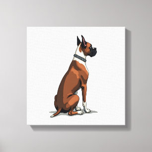 Impressão Em Tela Ilustração de Boxer Vintage por trás Marrom B