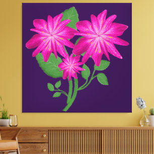 Impressão Em Tela Ilustração de Buquê Floral Rosa Desenhado à Mão