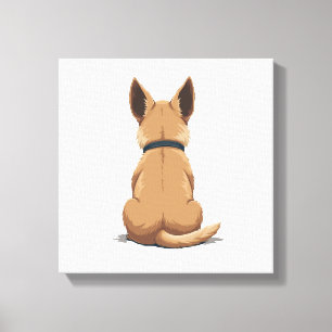 Impressão Em Tela Ilustração de Cachorro Antigo Vista de Trás com Or
