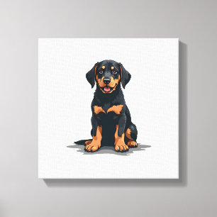 Impressão Em Tela Ilustração de Cachorro Preto e Marrom Vista Poster