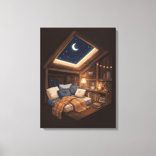 Impressão Em Tela Ilustração de Cantinho de Leitura Aconchegante em 