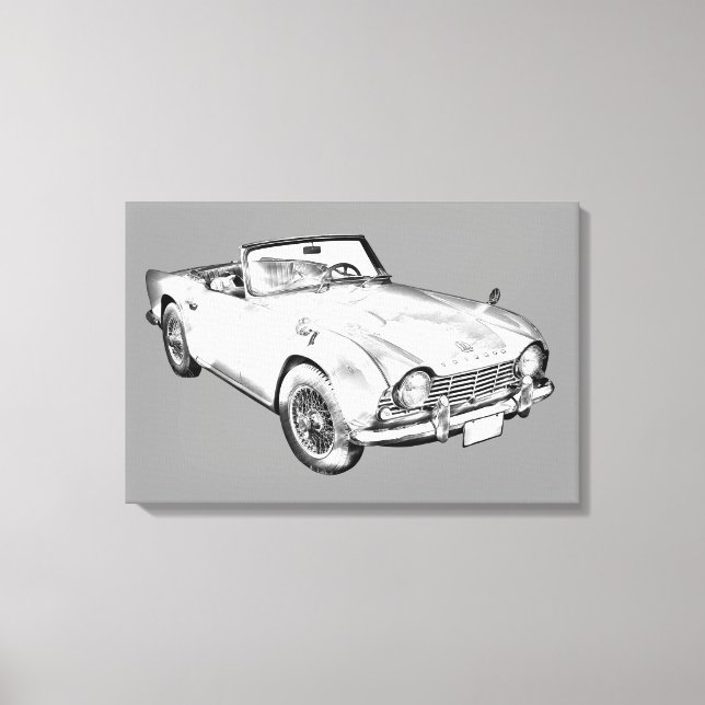 Impressão Em Tela Ilustração De Carro Desportivo Triunfo Tr4 (Frente)