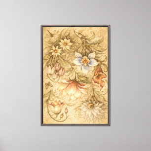 Impressão Em Tela Ilustração de Flores Botânicas Vintage