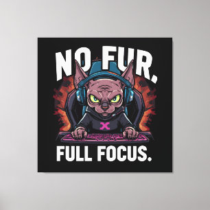 Impressão Em Tela Ilustração de Gato Gamer Sphynx em Foco Total