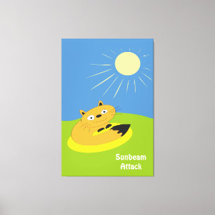 Impressão Em Tela Ilustração de Humor de Gato Introvertido Aconchega