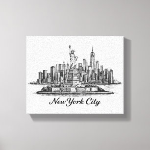 Impressão Em Tela Ilustração de Linha do Horizonte de Nova York
