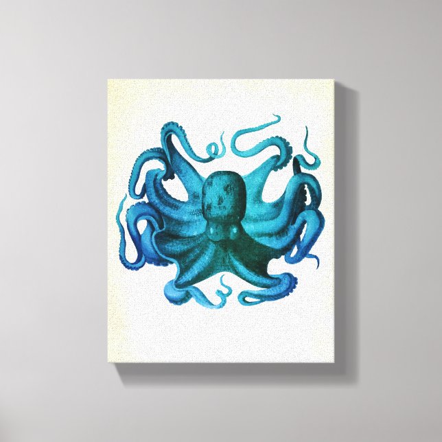 Impressão Em Tela Ilustração de Octopus de Aquarela (Frente)
