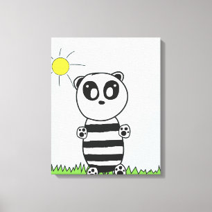 Impressão Em Tela Ilustração de Panda Fofo